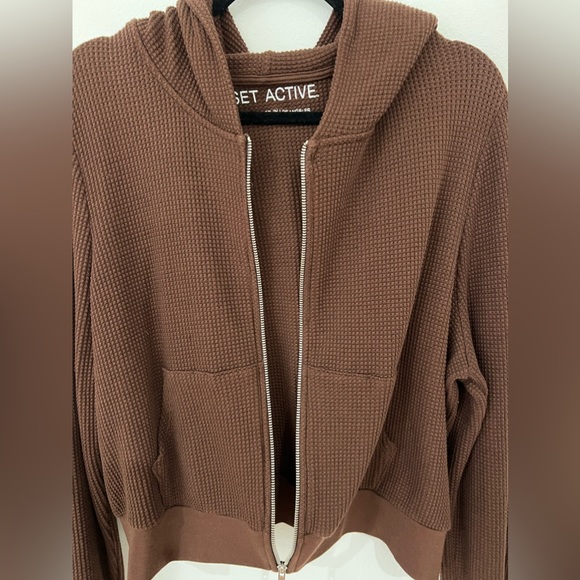 SET ACTIVE Waffle Hoodie - Expresso color - Picture 4 of 6